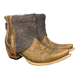 9 Embroidered Brown & Textured Leather Canty Boots®