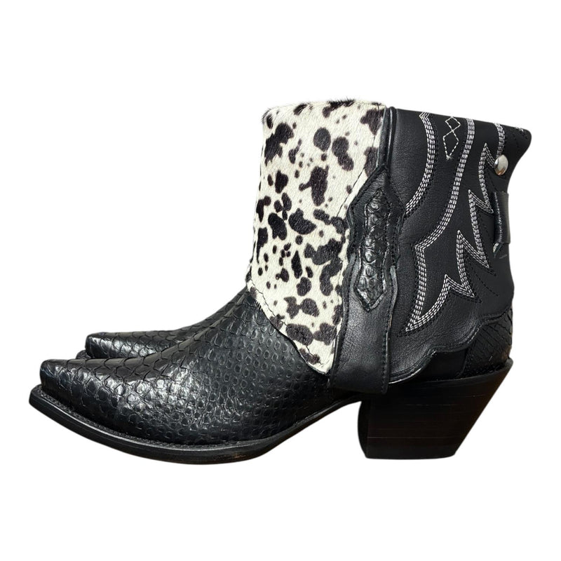 7.5 Exotic Black & Spotted Hair-on Hide Canty Boots®