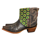 10 Dark Brown & Green Shweshwe Fabric Canty Boots®