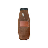 Cowhide Bottle Koozie with Customizable Leather Patch