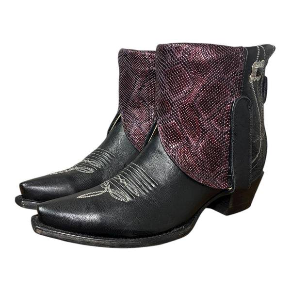 8 Black & Purple Leather Canty Boots® with Black Onyx Concho