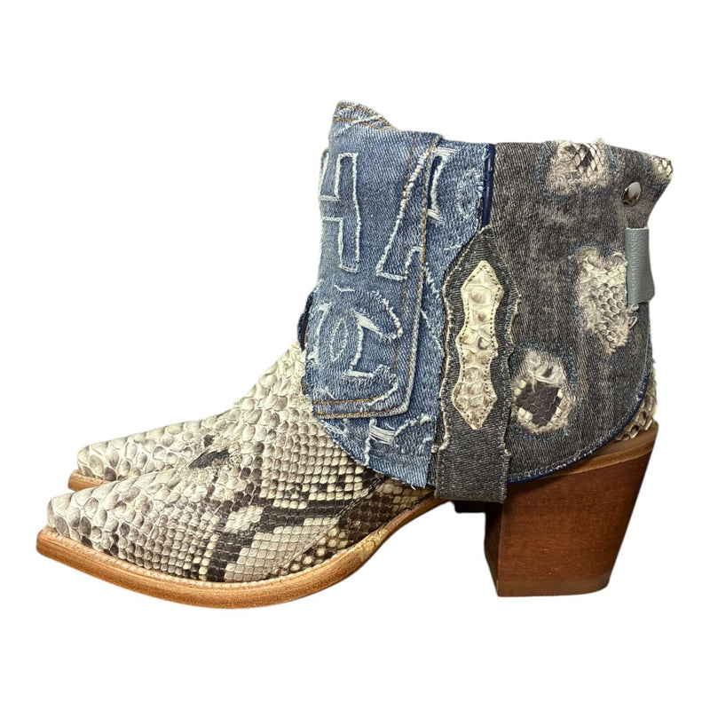 8 Exotic & Designer Denim Pockets Canty Boots® with Turquoise Concho