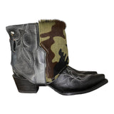 6.5 Embroidered Black & Camo Hair-on Hide Canty Boots®