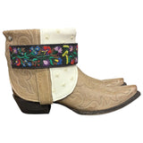 9 Embroidered Tan & Studded Cream Leather Canty Boots®