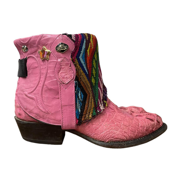 8 Pink Exotic & Tapestry Canty Boots® with Star Concho
