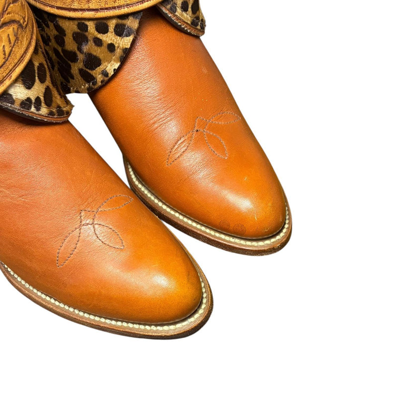 7 Tan & Leopard Hair-on Hide Stacked Heel Canty Boots®