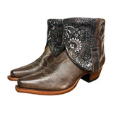 6.5 Brown & Metallic Floral Leather Canty Boots®