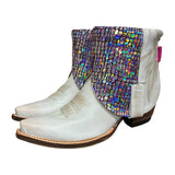 9 White & Purple Metallic Leather Canty Boots®