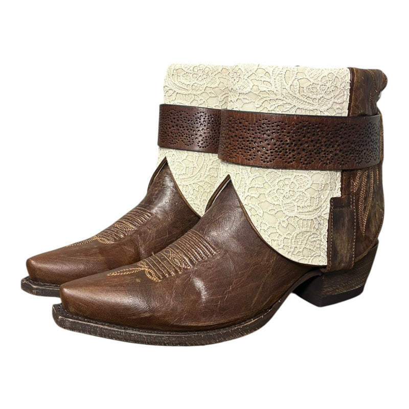 9 Brown & Lace Printed Leather Canty Boots®