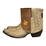 7.5 Embroidered Tan & Cowhide Canty Boots® with Star Inlay