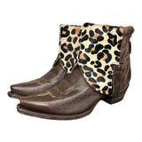 8.5 Brown & Leopard Hair-on Hide Canty Boots®