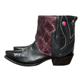 9 Black & Purple Leather Canty Boots® with Pink Concho
