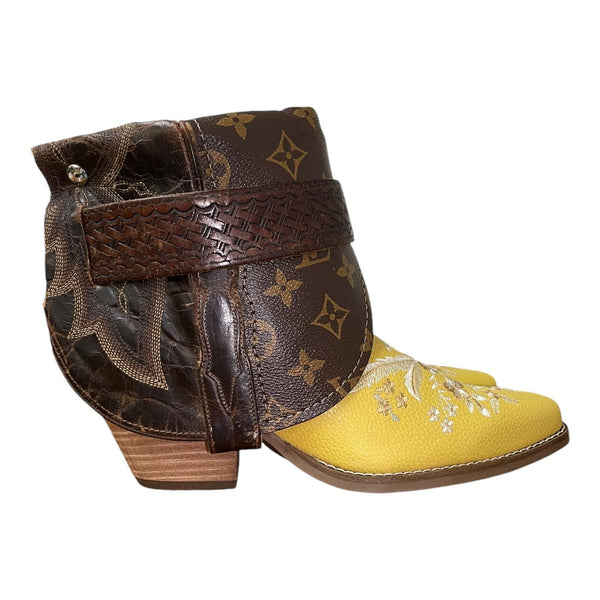 7 Floral Yellow & Brown with Designer Canty Boots®