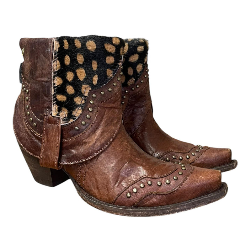 10 Studded Brown & Spotted Hair-on Hide Canty Boots®