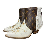 8.5 Cream Embroidered Floral & Designer Canty Boots®