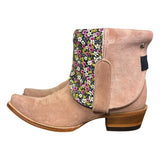 9 Pink Rough Out & Floral Printed Leather Canty Boots®