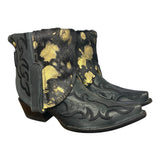 7 Embroidered Black & Metallic Hair-on Hide Canty Boots®