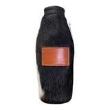 Cowhide Bottle Koozie with Customizable Leather Patch