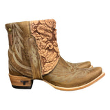 8.5 Embroidered Brown & Pressed Floral Leather Canty Boots®
