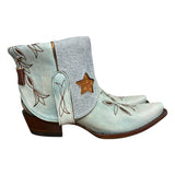 8.5 Embroidered Blue & Blue Leather Canty Boots® with Star Inlay