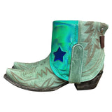 7.5 Embroidered Turquoise & Metallic Leather Canty Boots® with Star Inlay