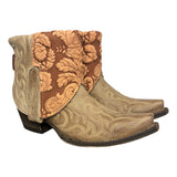 7 Embroidered Tan & Pressed Floral Leather Canty Boots®