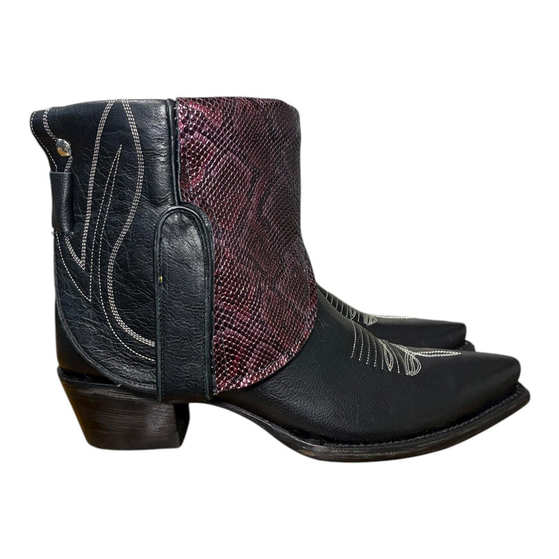 8 Black & Purple Leather Canty Boots® with Black Onyx Concho