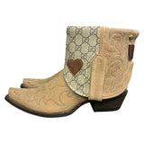 8.5 Embroidered Tan & Designer Canty Boots® with Heart Inlay