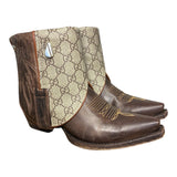 6.5 Embroidered Brown & Designer Canty Boots® with Opal Concho
