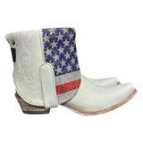 8 White & American Flag Crystals Canty Boots®