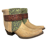 7.5 Embroidered Tan & Green Leopard Canty Boots®
