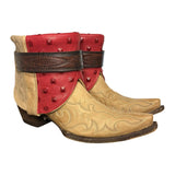 10 Embroidered Tan & Studded Red Leather Canty Boots®