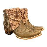 8.5 Embroidered Brown & Pressed Floral Leather Canty Boots®