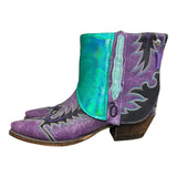 9 Embroidered Purple & Metallic Leather Canty Boots® with Star Inlay