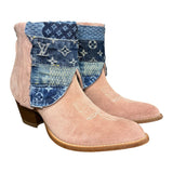 8.5 Pink Rough Out & Layered Designer Denim Canty Boots®