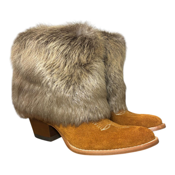 6 Cognac Rough Out & Beaver Fur Canty Boots®