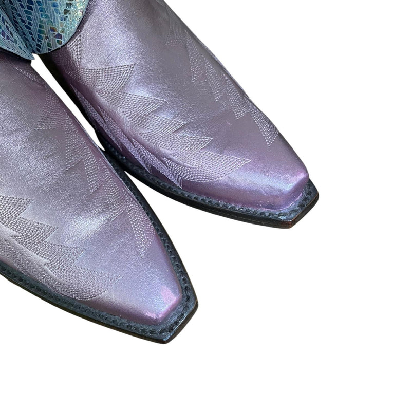 10 Metallic Pink & Black with Holographic Leather Canty Boots®