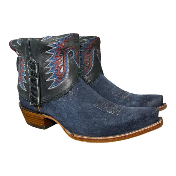 9 Embroidered Navy Blue Rough Out Canty Boots®