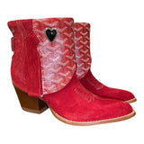 9 Red Rough Out & Designer Canty Boots® with Onyx Heart Concho