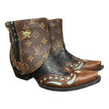 8 Tricolor Tooled & Designer Canty Boots® with Silver & Turquoise Bow Concho