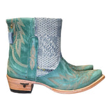 7 Embroidered Turquoise & Designer Denim Canty Boots® with Turquoise Concho