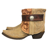 8 Embroidered Tan & Pressed Floral Leather Canty Boots®