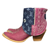 8.5 Embroidered Pink & Designer Denim Canty Boots®