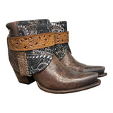 8 Brown & Metallic Floral Leather Canty Boots®