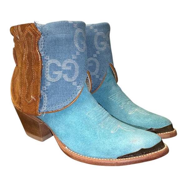 6 Two Toned Rough Out & Designer Denim Canty Boots®