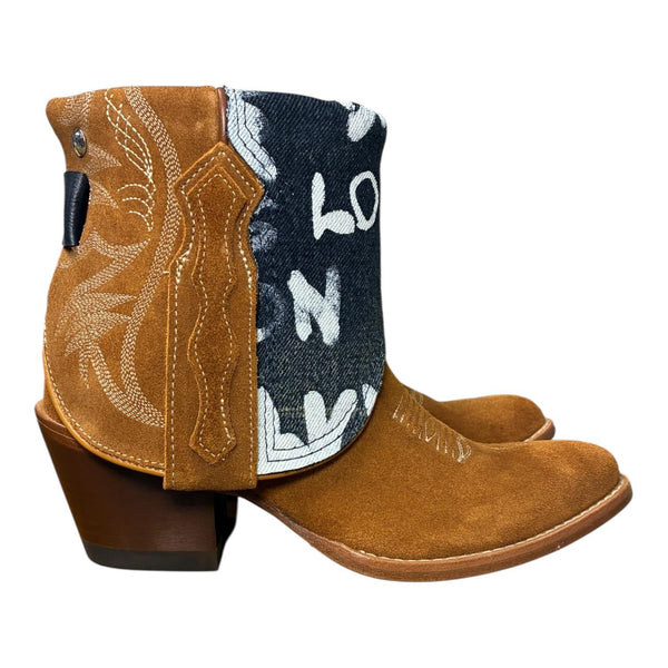 6.5 Cognac Rough Out & Designer Denim Canty Boots®