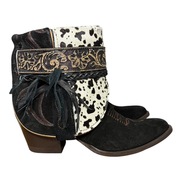 8.5 Black Rough Out & Spotted Hair-on Hide Canty Boots®