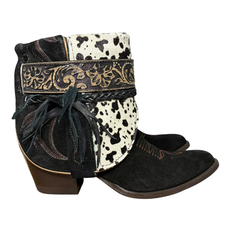 8.5 Black Rough Out & Spotted Hair-on Hide Canty Boots®