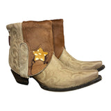 7.5 Embroidered Tan & Cowhide Canty Boots® with Star Inlay