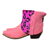 8.5 Pink & Pink Leopard Hair-on Hide Canty Boots®